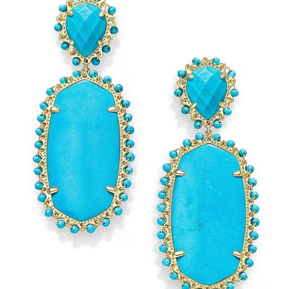 Kendra Scott Turquoise and Gold Statement Earrings